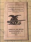 1914 Tractor Operation Manual American And British Manufacturing Co. INV-P0857. Fixed Price $13.56.