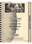 Galloway Engine Service Manual Parts Catalog 1-3/4 Hp 2-1/4 Hit & Miss. Fixed Price $26.99.