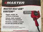 Master Appliance HG-502D Heat Gun, Electric Powered, 1200 F, 1980W, Amp, 220V. Fixed Price $130.00.
