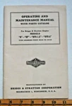 Vintage Briggs & Stratton Models N, Np, NPR-1.6, NPR-6 Maint. Manual Catalog. Fixed Price $10.00.