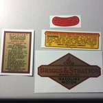Briggs & Stratton Pre WW2 Decal Set With United Oil Bath A, B, K, Z Of 4. Fixed Price $19.90.