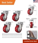 Swivel Caster Wheels Set Of 4 Heavy Duty 3 Inch Polyurethane Red Roll Smooth. Fixed Price $55.01.