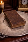 Antique Leather Bound Book 1800S Primitive Decor Worn Brown Old World Study. Fixed Price $109.00.