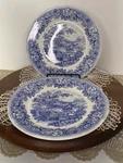 Set Of 2 Made In Italy Ironstone Cbm Crown Blue Transferware Dessert Plates - 8". Fixed Price $29.99.