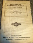 Briggs & Stratton 14R6 Engine Parts Catalog Operator Maintenance Manual Xz. Fixed Price $108.18.