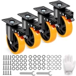Vevor Wheels Swivel Plate Casters 4 Pack 5" Heavy Duty With Locking Brake. Fixed Price $29.99.