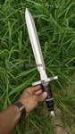 Custom Double Edge Dagger Black Buffalo Horn Handle Steel Guard Leather Sheath. Fixed Price $199.00.