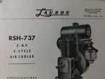 Lauson RSH-737 Horizon 4-CYCLE Gasoline Engine Parts Manual Lawn Mower 2 Hp 1956. Fixed Price $68.99.