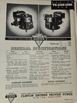 Clinton Engines Series VS-2100-1000 Gem General Specifications Parts List. Fixed Price $16.99.