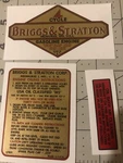 Briggs Stratton Number Series 14, 19, 23 Decal Set With B&s Oil Bath Of. Fixed Price $16.90.
