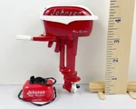 Miniature Outboard Motor, Red 1957 Johnson 18 Hp Sea Horse With Gas Tank. Fixed Price $65.00.