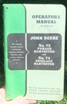 Vnt John Deere Operator's Manual #OM-E14-350 #72 Forage & #74 Ensilage Harvester. Fixed Price $9.00.