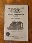Fairbanks Morse 1 , 3 And 6 Hp Z Instructions No. 2548B Original. Hit Miss. Fixed Price $29.99.