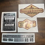 Briggs & Stratton Decals For Early 2-HP Engines 61302 Set Of 7. Fixed Price $19.90.