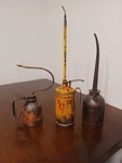 Vintage Dutton Golden Rod And Eagle Oil Cans 2 Pump 1 Pour. Fixed Price $90.00.