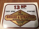 Briggs & Stratton Toro 13-HP Decal Set Wards. Fixed Price $19.90.