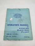 Operator's Manual For Kohler Electric Plant. Fixed Price $23.89.