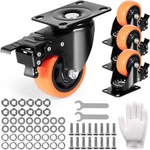 Vevor Wheels Swivel Plate Casters 4 Pack 3" Heavy Duty With Locking Brake. Fixed Price $18.99.