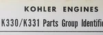 Kohler K330 K331 4-STROKE Gasoline Engine 1959 Master Parts Catalog Manual. Fixed Price $80.96.