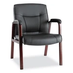 Alera Madaris Series Leather Chair Wood Trim Legs 24.88"X26"X35" Blk Mahogany. Fixed Price $166.50.
