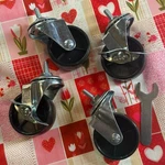 Caster Wheel 2" Rubber Threaded Lot Of 4 Swivel Stem Black Free Roll & Brakes. Fixed Price $19.99.