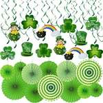 42 Pack St. Patrick's Day Party Decorations Green Paper Fans Hanging Ceiling Foi. Fixed Price $32.99.