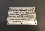 Gm General Motors Cleveland Diesel Engine Plaque Sign 3-268A Destroyer Ship. Fixed Price $250.00.