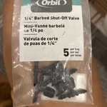 (5-PK) Orbit Shut-off Valve 1/4" Barb 67404. Fixed Price $5.84.