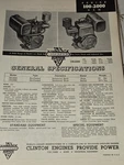 Clinton Engines Series 100-2000 4 Cycle General Specs Repair Service Sheet. Fixed Price $16.99.