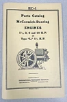 Ihc EC-1 Parts Catalog 3 6 And 10H.P. Mccormick-deering Hit Miss Engine Book. Fixed Price $34.95.