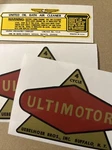 Ultimotor Engine Decal Uebelhoer Bros Buffalo, Ny With Air Cleaner Set 3. Fixed Price $21.90.