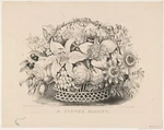 Photo:new York Currier Ives Flower Basket Print C1874. Fixed Price $13.49.