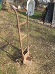 Vintage Cast Iron Gas Station Garage Oil Drum Mover Cart Dolly Wheels. Fixed Price $165.75.