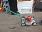 Vintage Push Mower Dille & Mccurie Mfg, Gra 18 455 Aluminum Deck Used. Fixed Price $399.99.