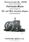 Fairbanks Morse 1/2 Hp Z Hit Miss Gas Motor Engine Book Manual Igniter 2407D. Fixed Price $15.28.