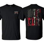 Mechanic American Flag Tee Auto Repair Tools Piston Graphic Shirt.. Fixed Price $21.00.