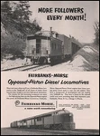 1952 Fairbanks Morse & Photos Opposed Piston Locomotive Engine Train Print Ad. Fixed Price $21.95.