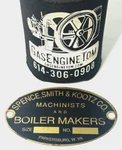 Spence Smith Kootz Co Machinists & Boiler Makers Oilfield Engine Tag Name Plate. Fixed Price $29.99.