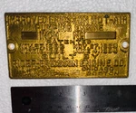 Reproduction Brass Tag Name Plate Ericsson Hot Air Pumping Engine Hit Miss. Fixed Price $99.99.