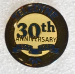 Teledyne Pinback Button 30TH Anniversary Promo Approx. 0.7" Round 1990. Fixed Price $7.19.