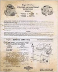 Briggs & Stratton Operating And Maintenance Instructions, Models 92500-92598++. Fixed Price $6.66.