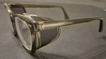 Vintage Pi Safety Eyeglasses Clear Gray-green Frames Cross Logo On Arms 1950'S. Fixed Price $40.00.