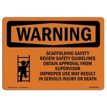 Osha Waring Sign - Scaffolding Safety Review Guidelines Aluminum Pro.... Fixed Price $38.06.