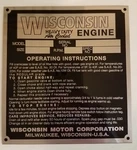 Wisconsin Engine Id Plate - Brand New! / Antique Vintage Garden Tractor Aenl. Fixed Price $35.00.
