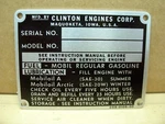 Vintage Nos Clinton Gas Engine Go Kart Minibike Chain Saw Serial Model Id. Fixed Price $13.99.