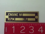 Economy, Hercules Engine Reproduction Tag. Fixed Price $15.00.