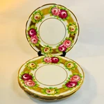 Antique Limoges Rouen Briggs Porcelain Plates Pink Red Yellow Roses, Gold 4 Pcs.. Fixed Price $149.99.